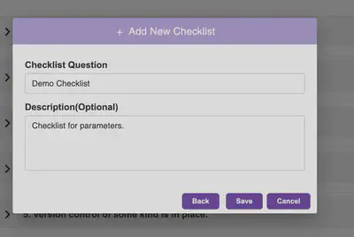 Add New Checklist