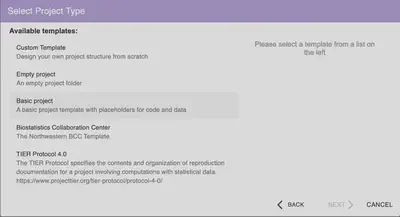 Select Project Type